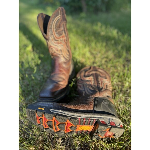Justin WK2110 Commander X5 Vibram Mahogany Cowboy Works Boots Men's 9D Exc Cond - Picture 7 of 8